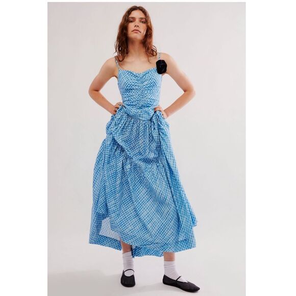 Blue Gingham Women's Dress - Picture 1 of 11